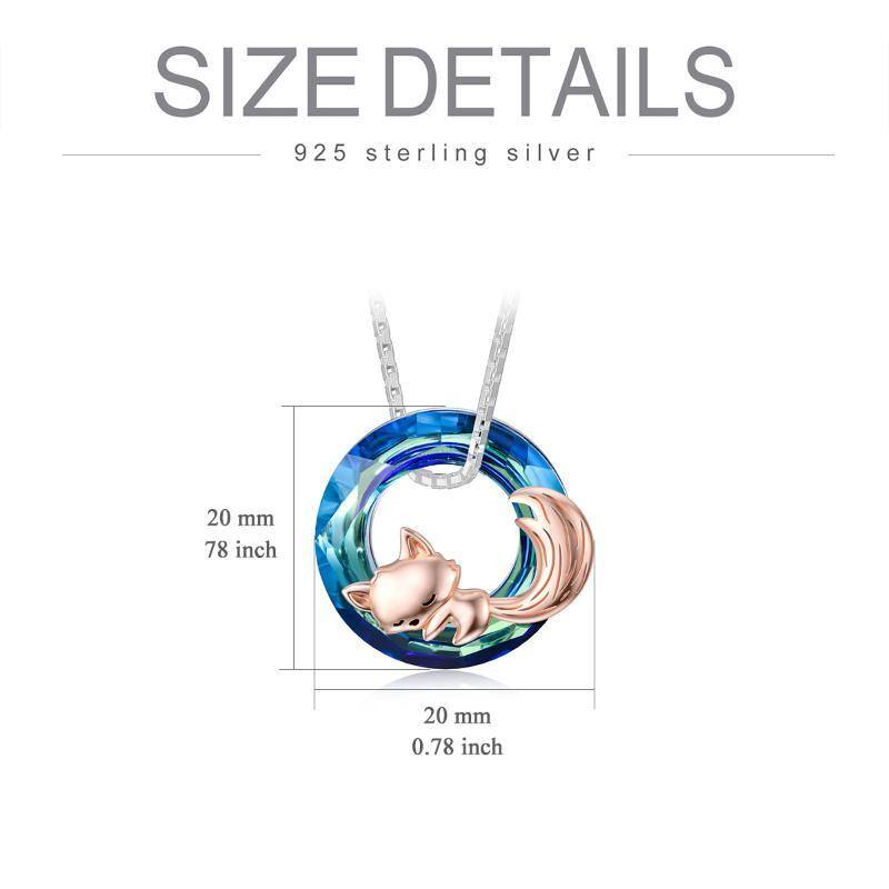 Sterling Silver with Rose Gold Plated Fox Crystal Pendant Necklace-5