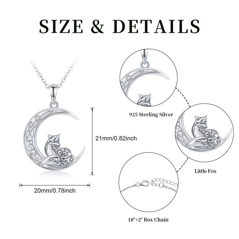 Colar com pingente de prata esterlina Fox Celtic Knot Moon-5