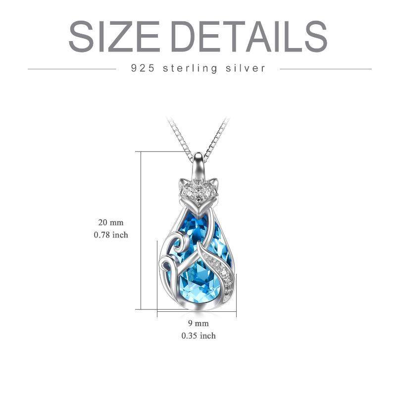 Sterling Silver Fox Crystal Pendant Necklace-5