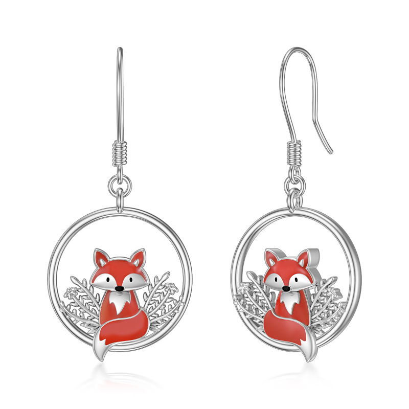 Sterling Silver Fox Drop Earrings-16