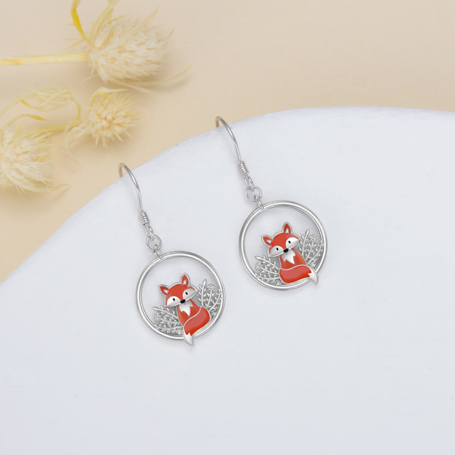 Pendants d'oreilles renard en argent sterling-3