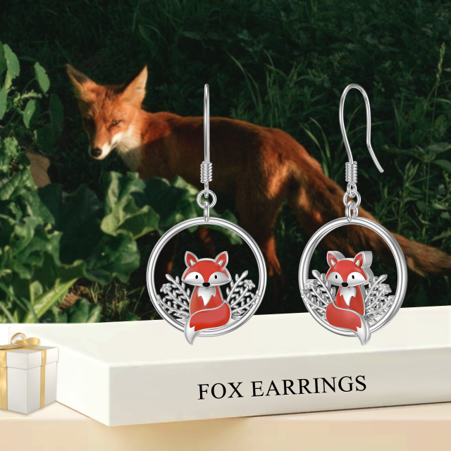 Sterling Silver Fox Drop Earrings-6