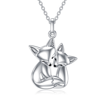 Sterling Silver Fox Mom & Kids Pendant Necklace-56