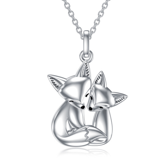 Sterling Silver Fox Mom & Kids Pendant Necklace