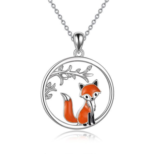 Sterling Silver Fox Pendant Necklace-1