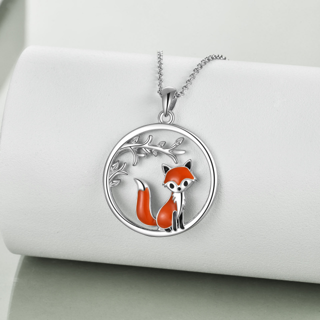 Sterling Silver Fox Pendant Necklace-4