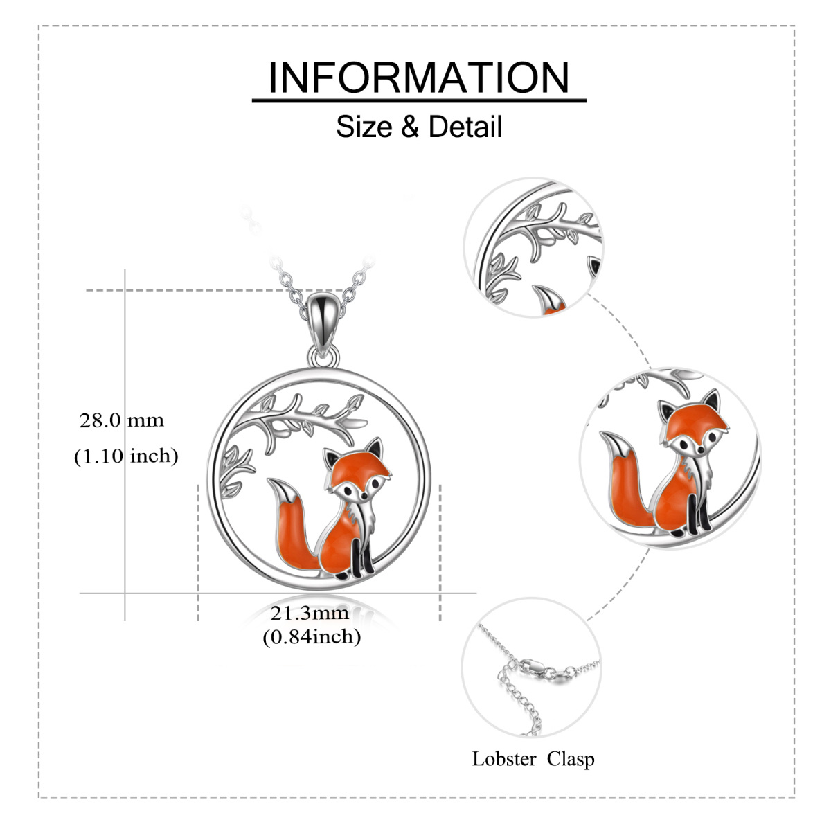 Halskette mit Fuchs-Anhänger aus Sterlingsilber-5