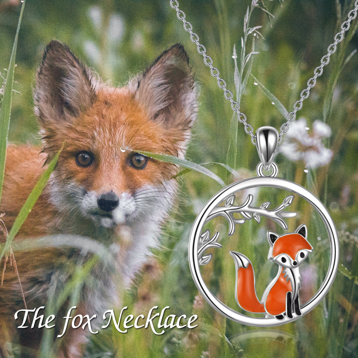 Sterling Silver Fox Pendant Necklace-6