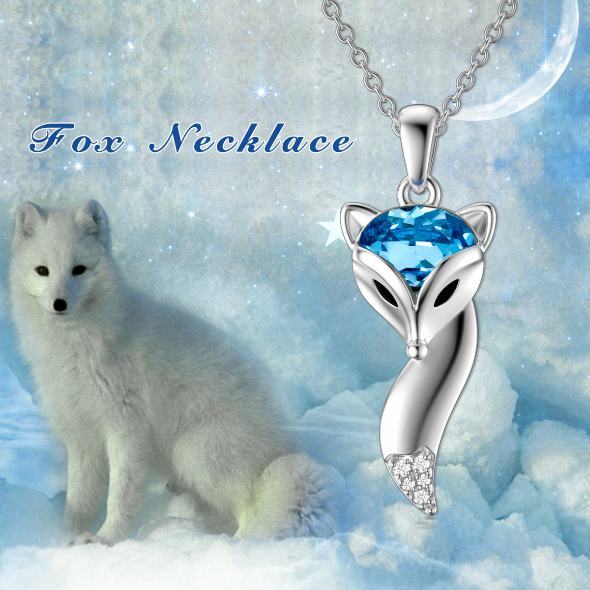 Sterling Silver Cubic Zirconia Fox Pendant Necklace-4