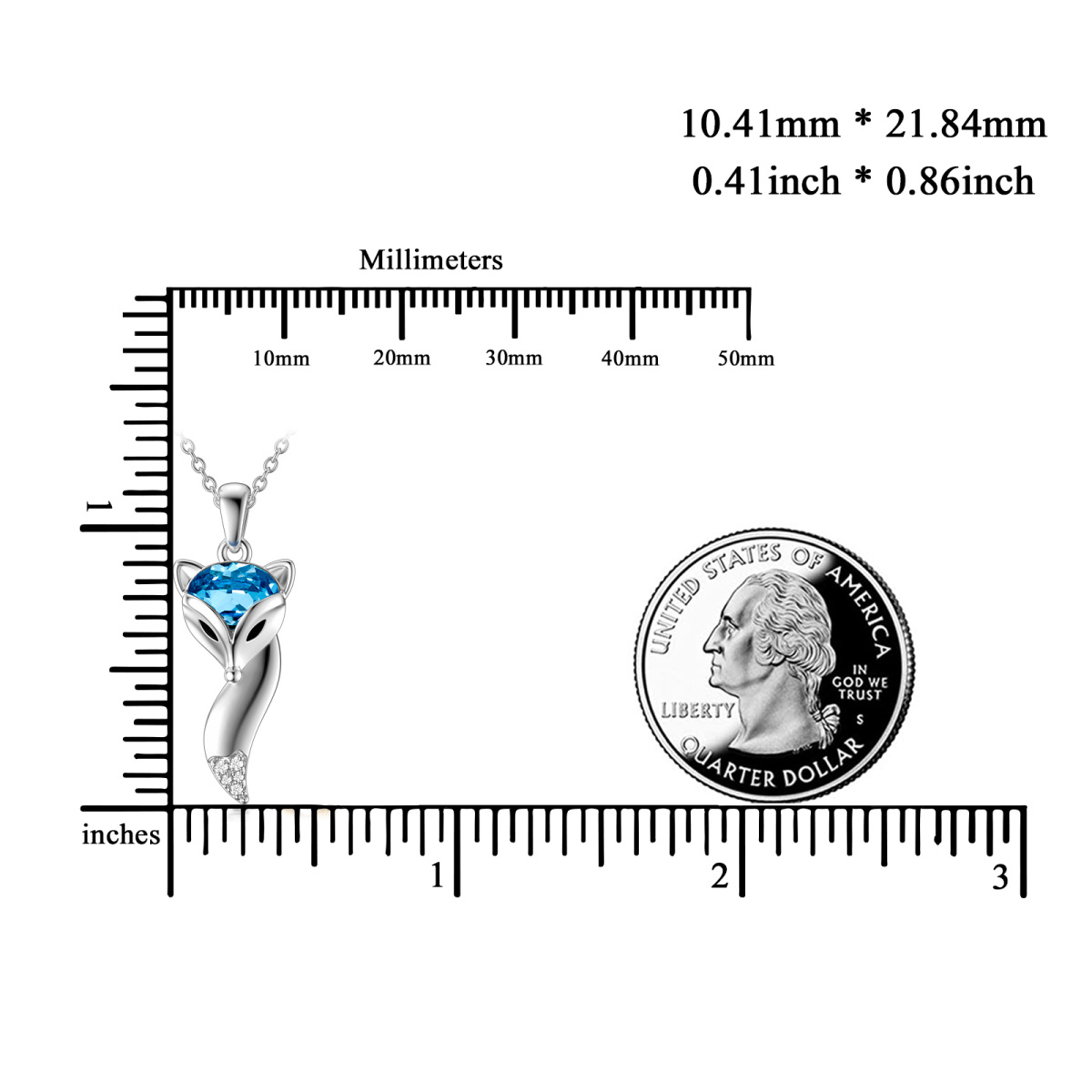 Sterling Silber Cubic Zirkonia Fuchs Anhänger Halskette-7