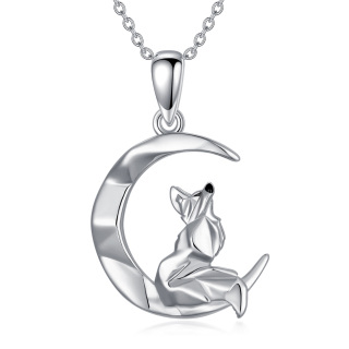 Sterling Silver Fox Pendant Necklace-3