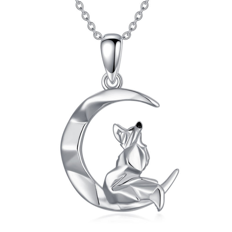 Sterling Silver Fox Pendant Necklace-3