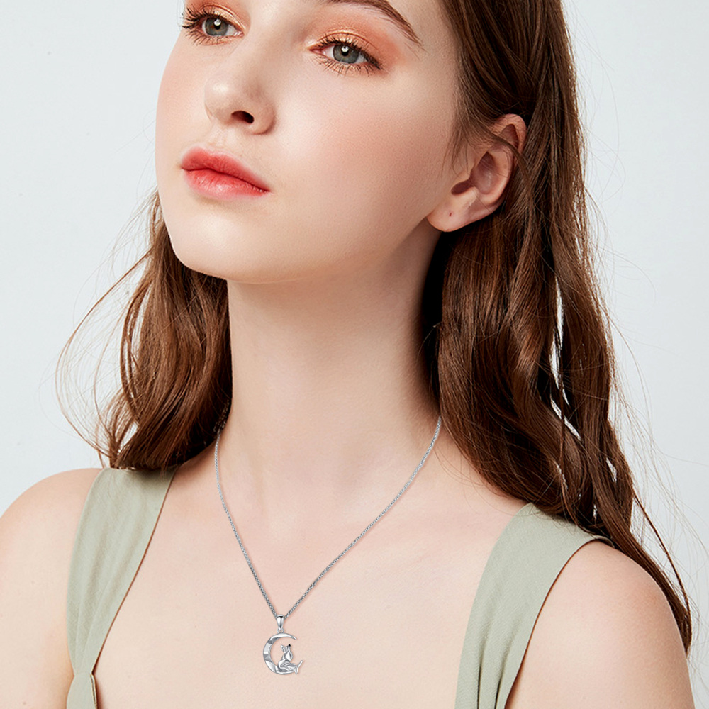 Sterling Silver Fox Pendant Necklace-2