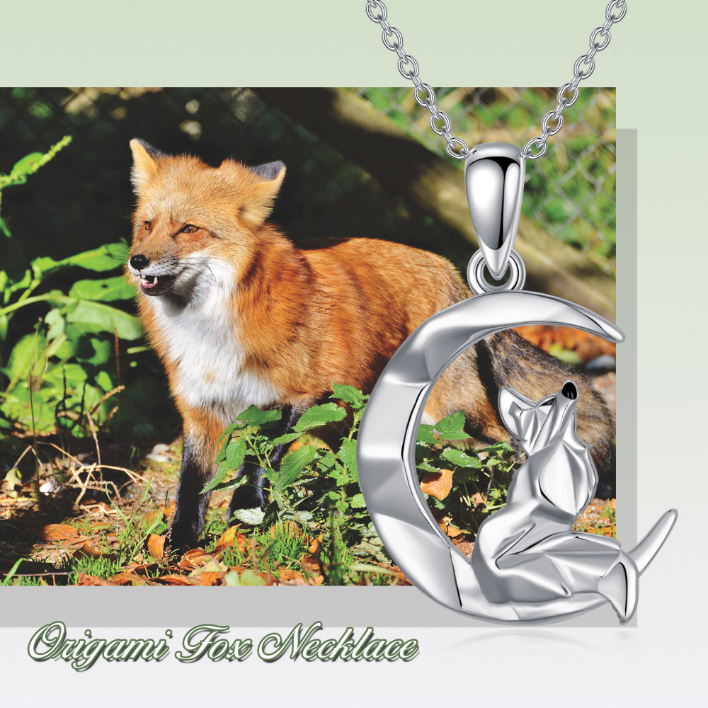 Sterling Silver Fox Pendant Necklace-3