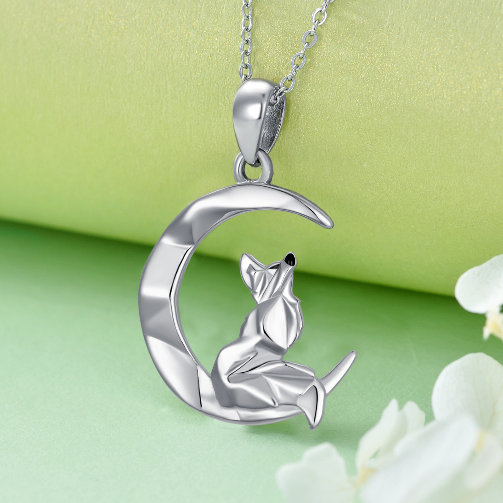 Sterling Silver Fox Pendant Necklace-4