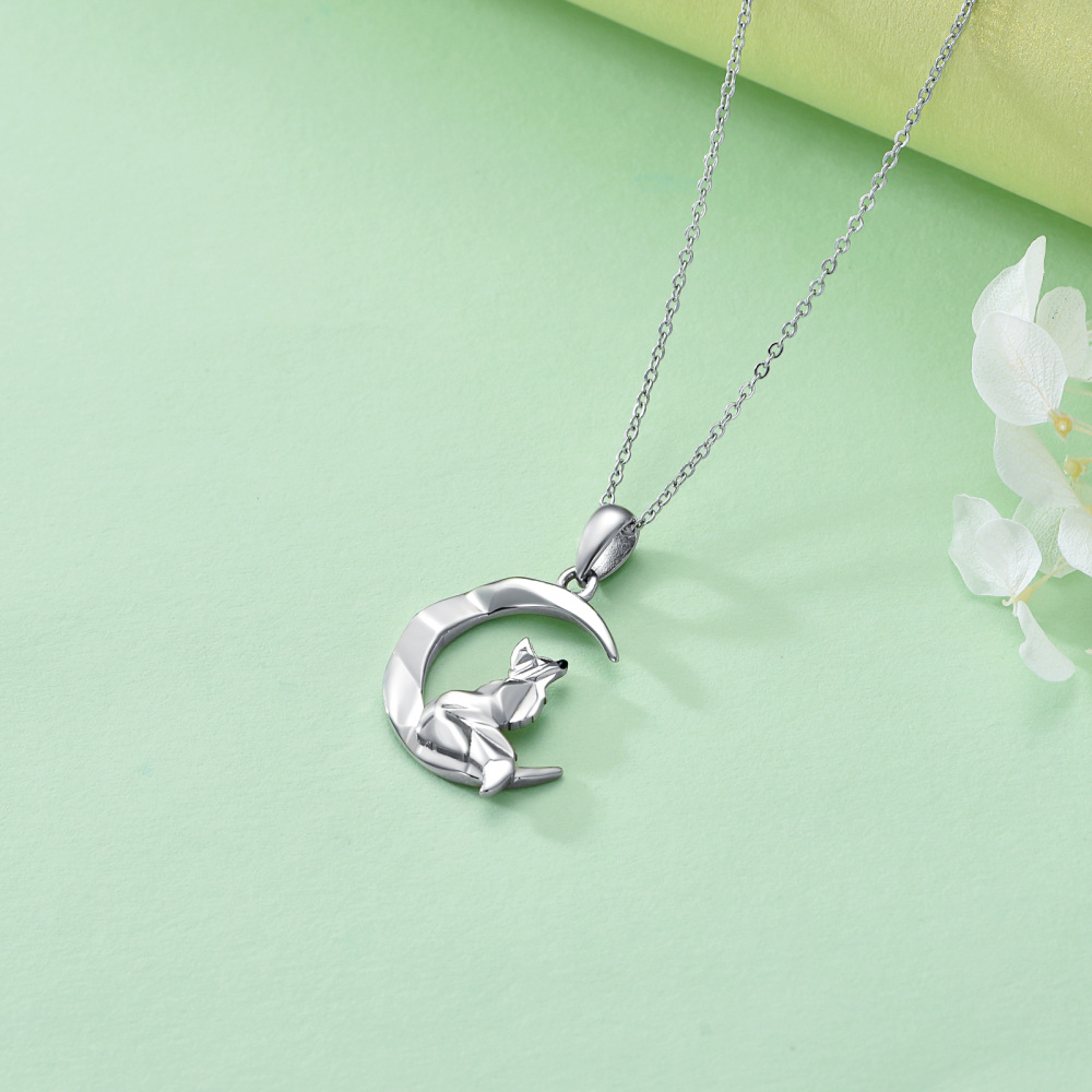 Sterling Silver Fox Pendant Necklace-5