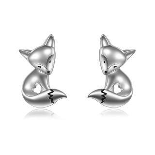 Sterling Silver Fox Stud Earrings-57