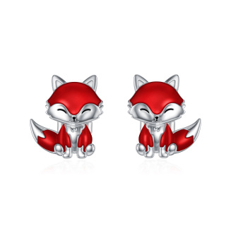 Sterling Silver Fox Stud Earrings-25