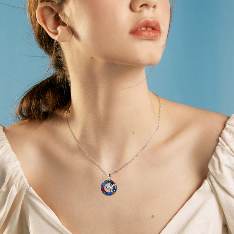 Sterling Silver Frog Crystal Pendant Necklace-2