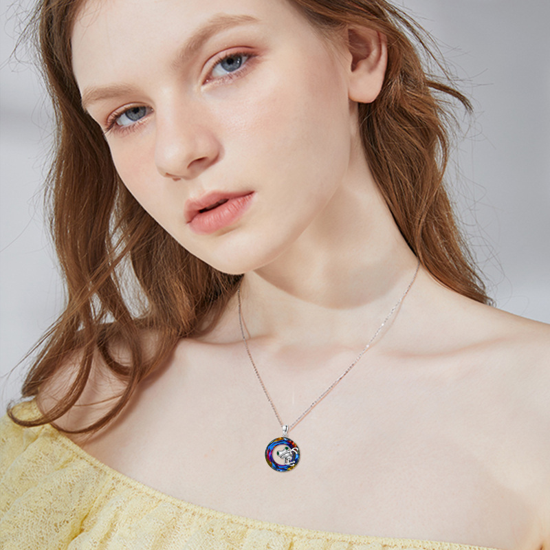 Sterling Silver Frog Crystal Pendant Necklace-3