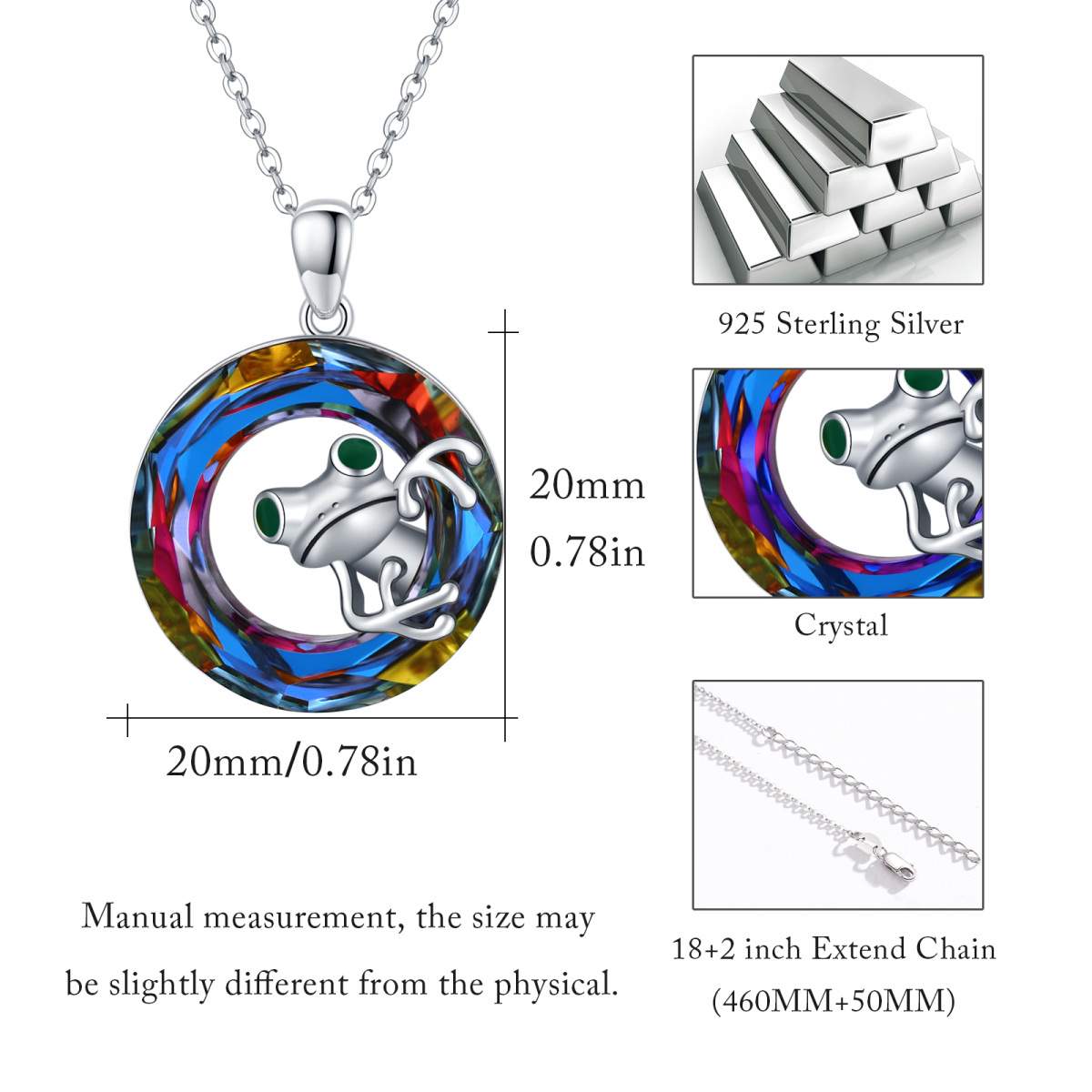 Srebrny naszyjnik z kryształową żabą-5