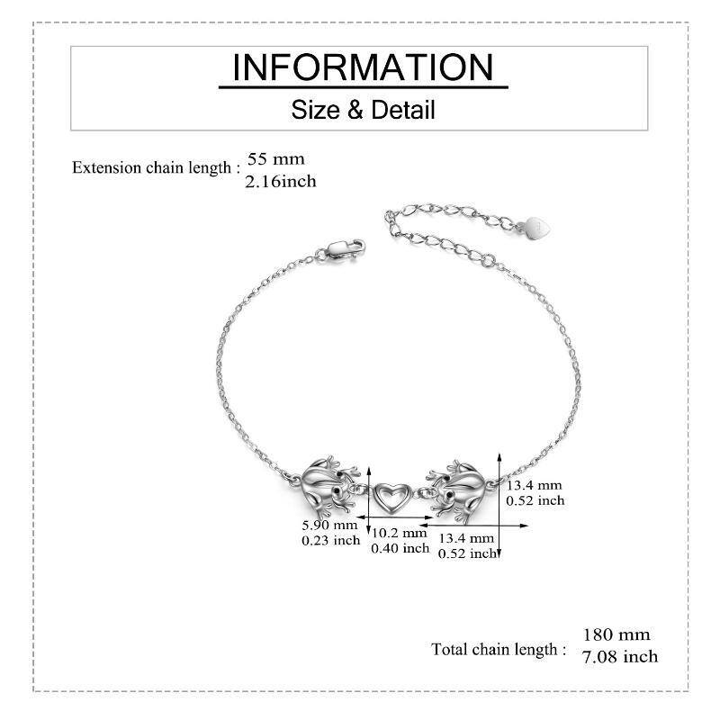 Srebrna bransoletka z zawieszką w kształcie żaby i serca-5