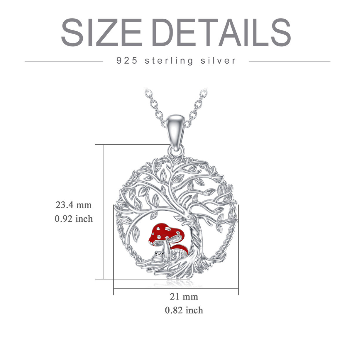 Sterling Silver Frog Mushroom Tree Of Life Pendant Necklace For Women-5