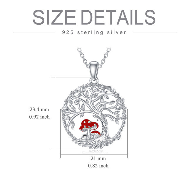 Sterling Silver Frog & Mushroom & Tree Of Life Pendant Necklace-5