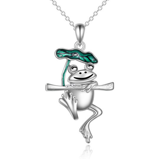 Sterling Silber Frosch-Anhänger Halskette