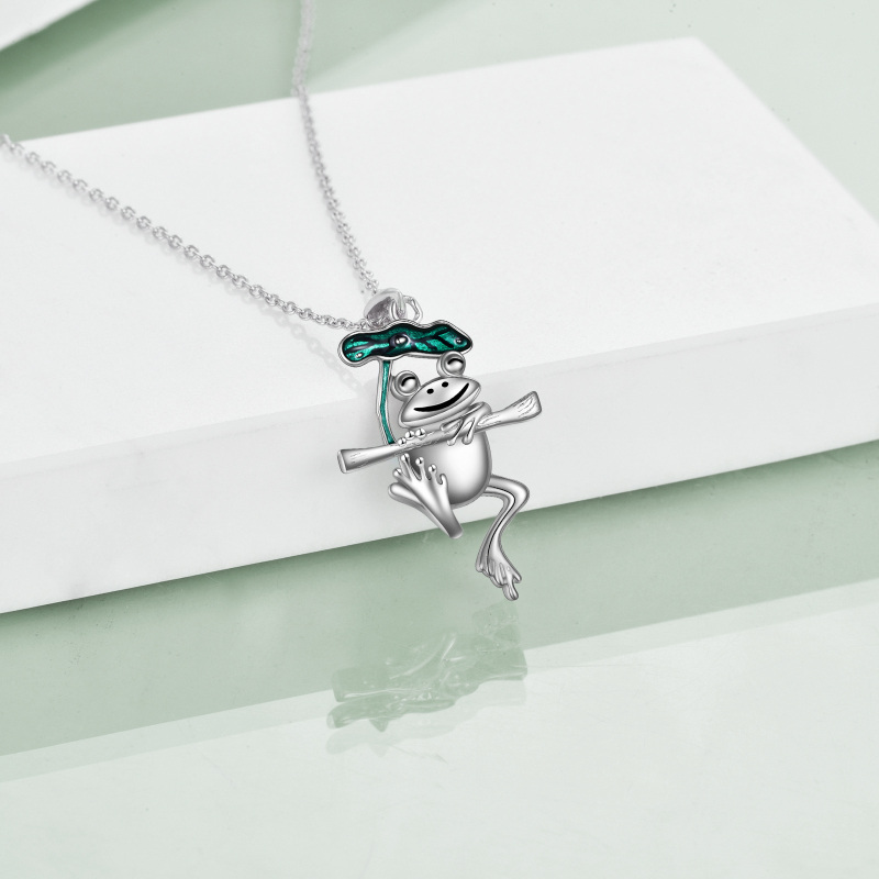 Sterling Silver Frog Pendant Necklace-3