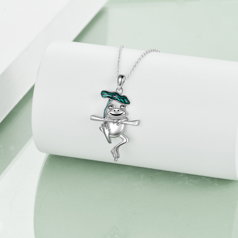 Sterling Silver Frog Pendant Necklace-4