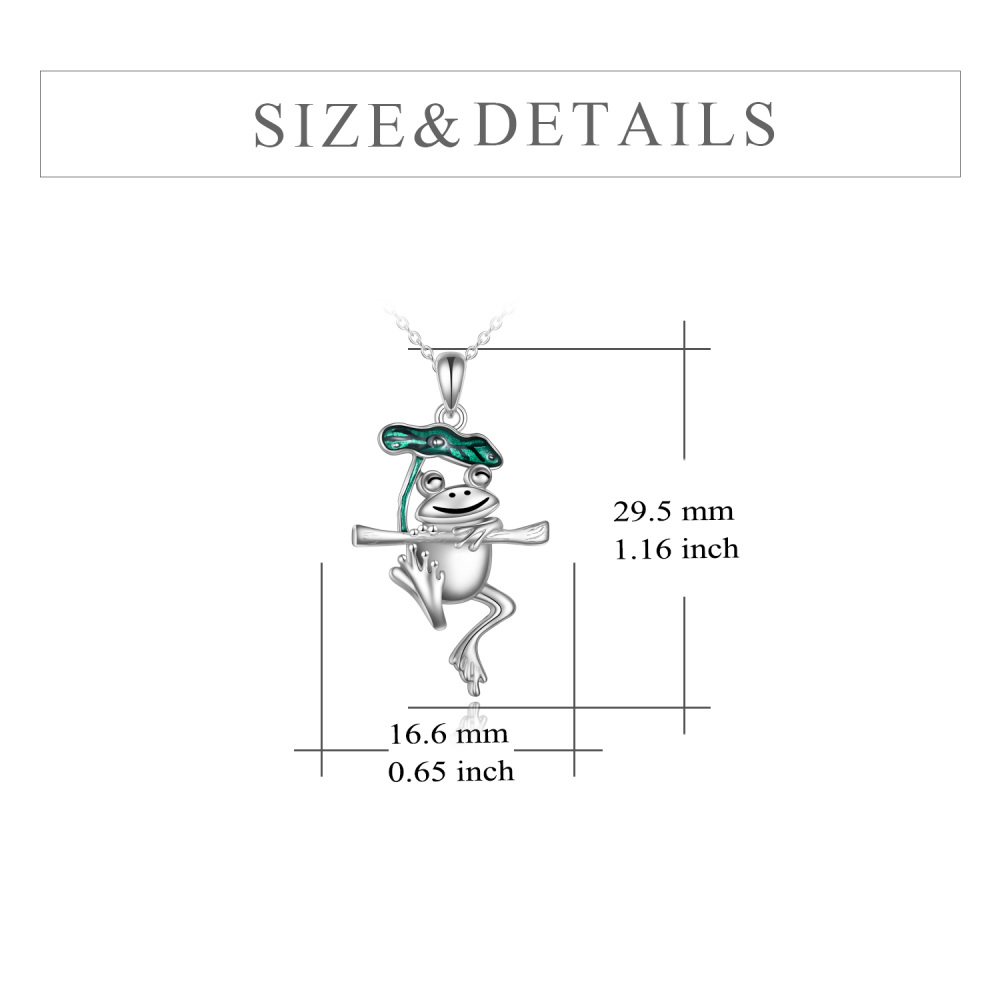 Sterling Silver Frog Pendant Necklace-5