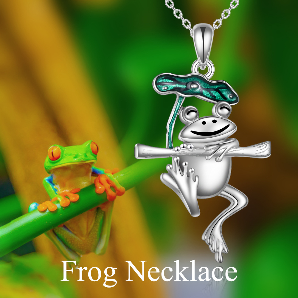 Sterling Silver Frog Pendant Necklace-6