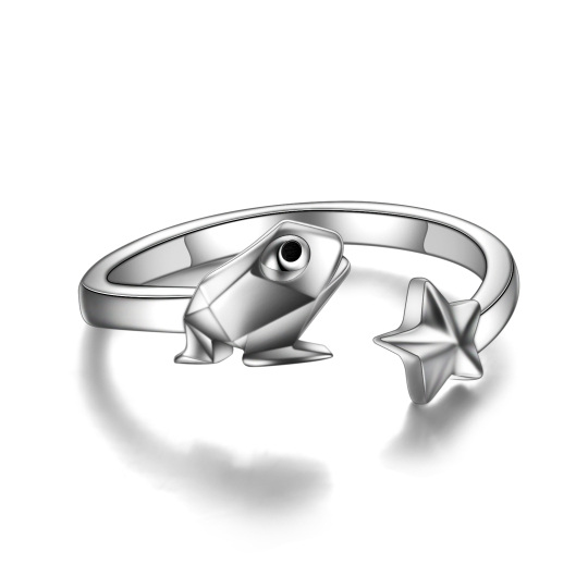 Bague ouverte grenouille et étoile en argent sterling