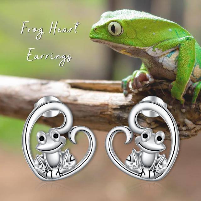 Sterling Silver Frog Stud Earrings-5