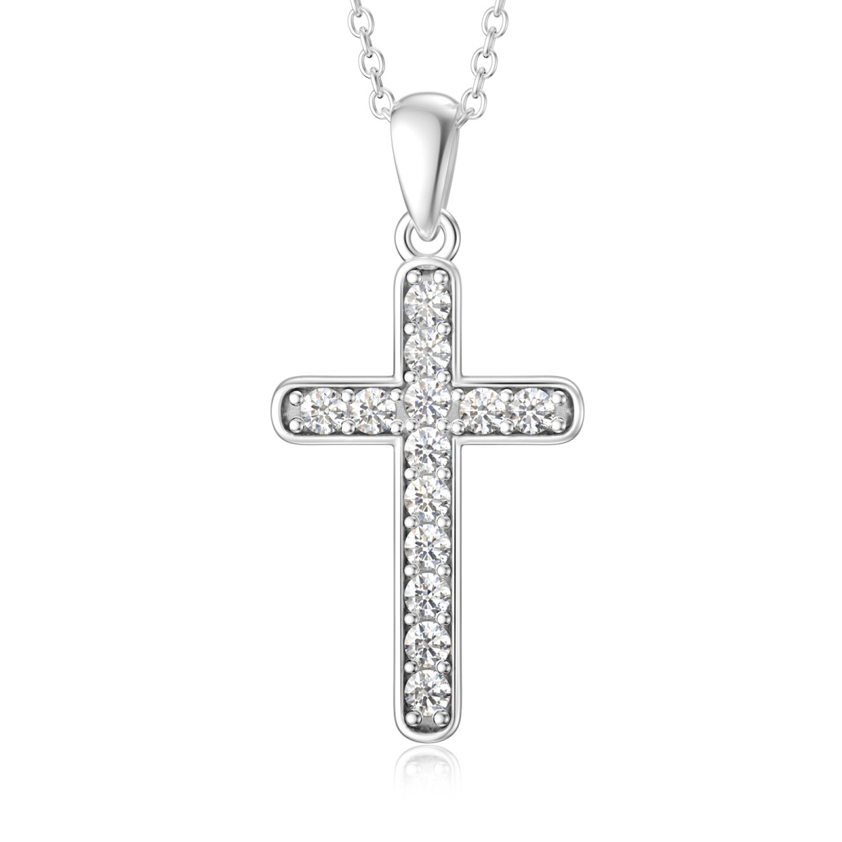 Collana con ciondolo a forma di croce in argento sterling con inserti di zirconia cubica-1