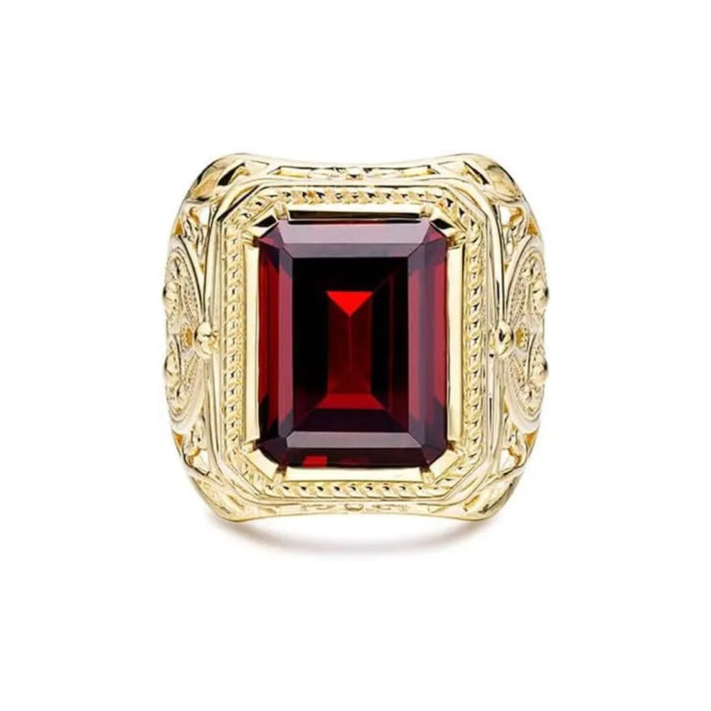 Anillo de aniversario personalizado con piedras preciosas de corte esmeralda en oro de 10 quilates para hombre-1