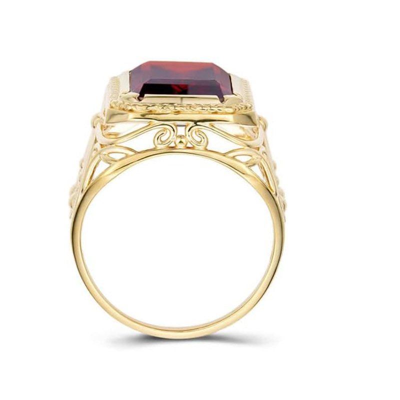 Anillo de aniversario personalizado con piedras preciosas de corte esmeralda en oro de 10 quilates para hombre-3