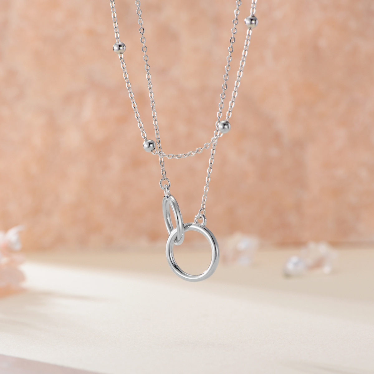 Collier superposé en argent sterling avec anneau de génération-3