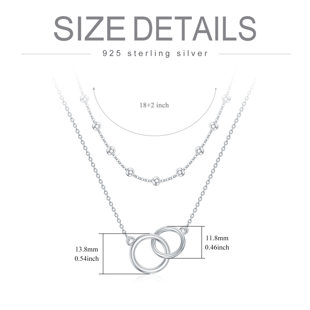 Collier superposé en argent sterling avec anneau de génération-5