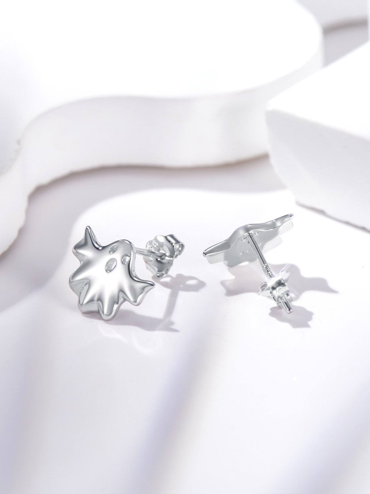 Sterling Silver Ghost Stud Earrings-3