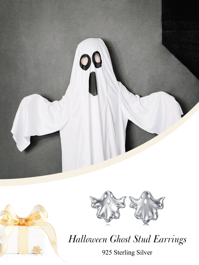 Orecchini a bottone fantasma in argento sterling-6