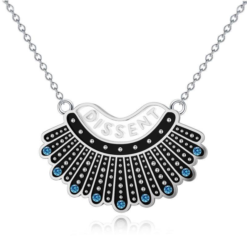 Sterling Silver Crystal Ginsberg Collar Pendant Necklace-1