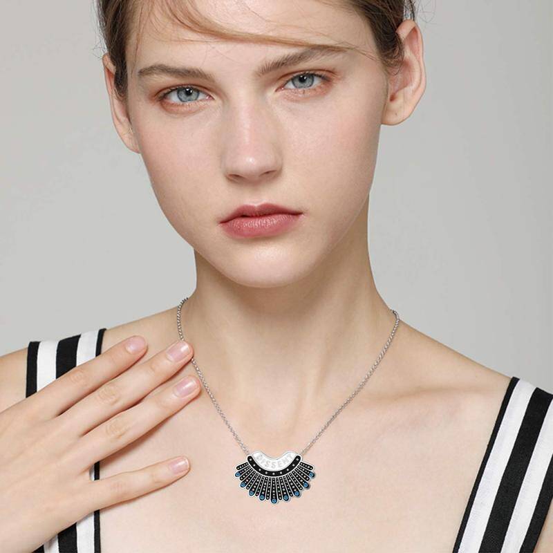 Sterling Silver Crystal Ginsberg Collar Pendant Necklace-2