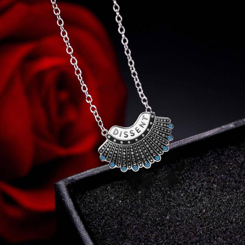 Sterling Silver Crystal Ginsberg Collar Pendant Necklace-3