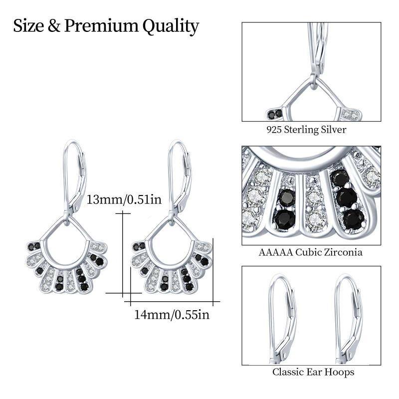 Sterling Silver Cubic Zirconia Ginsberg Collar Lever-back Earrings-6