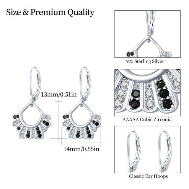 Sterling Silver Cubic Zirconia Ginsberg Collar Lever-back Earrings-6