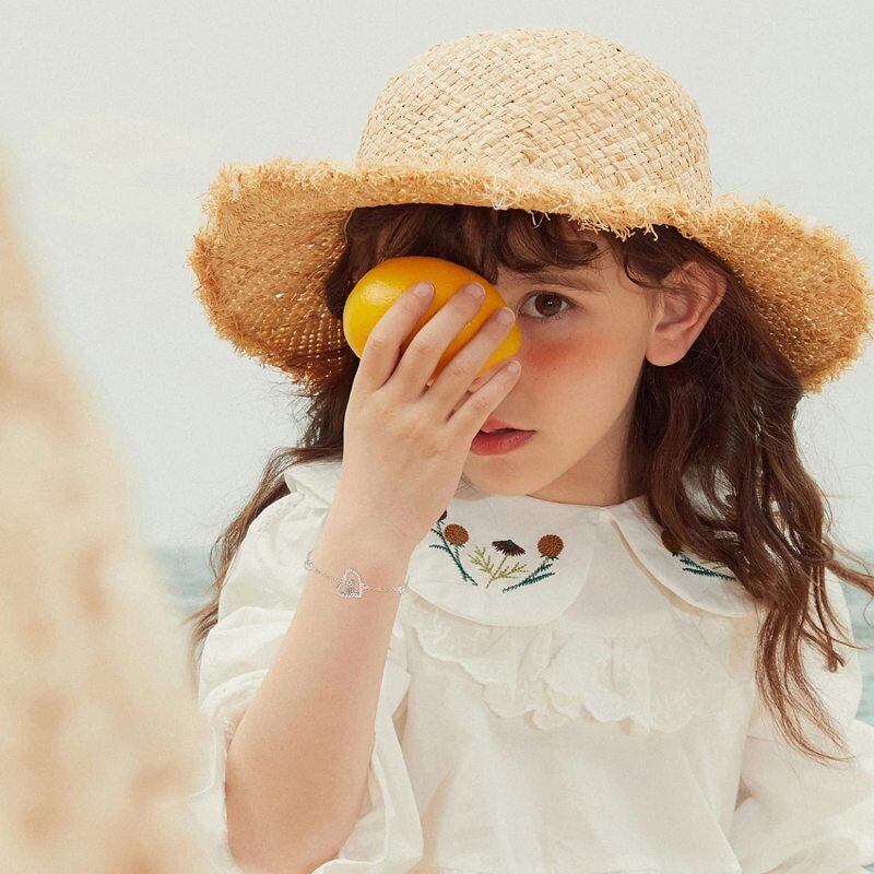 Sterling Silver Cubic Zirconia Giraffe & Heart Charm Bracelet-5