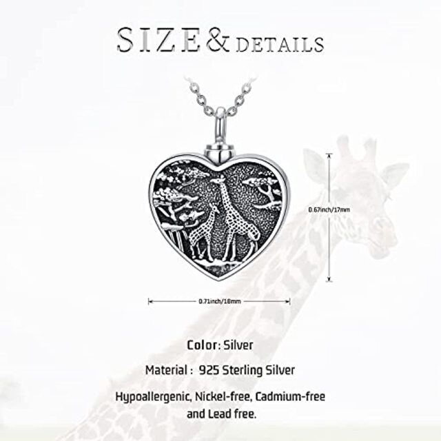 Sterling Silber Giraffe & Herz Urne Halskette-6