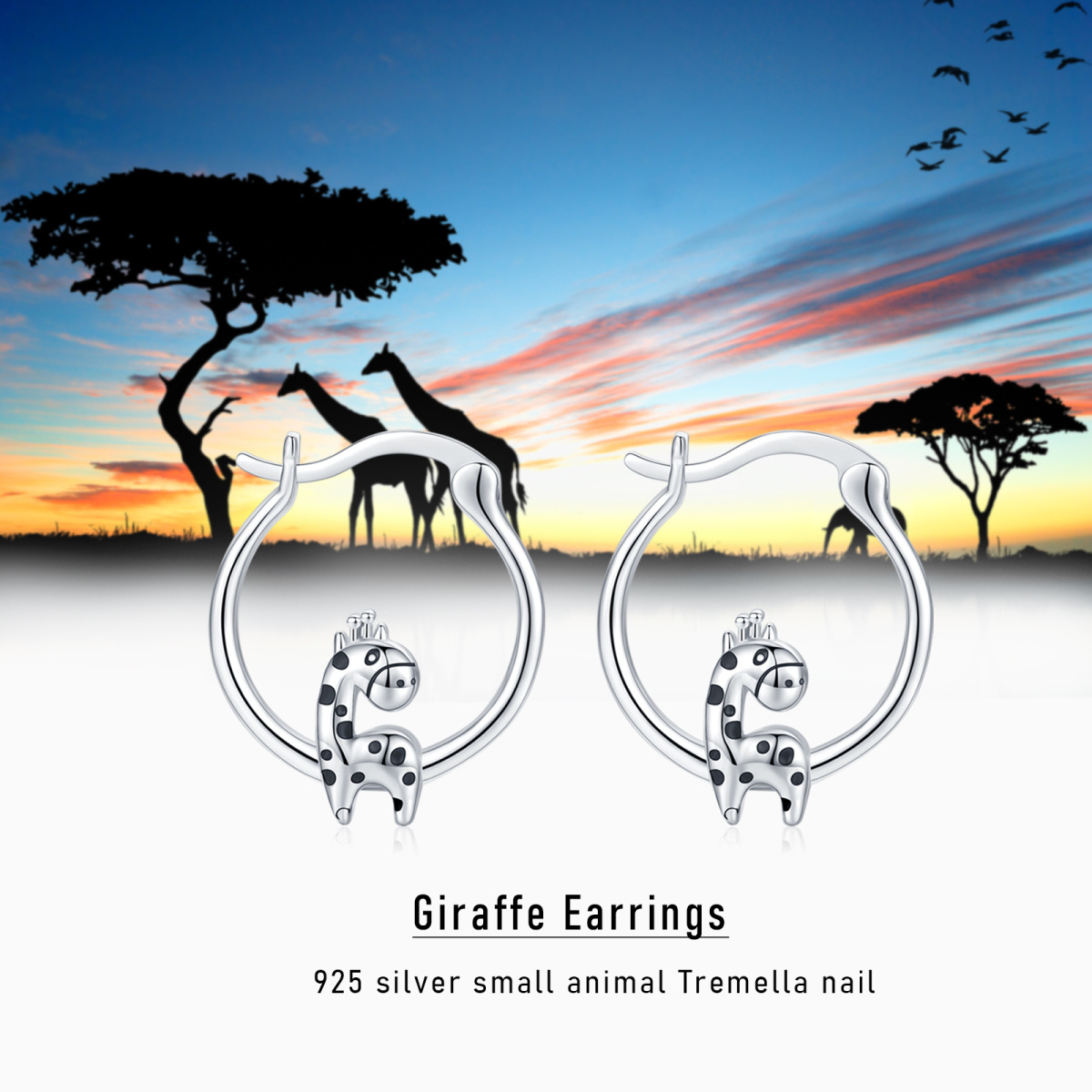 Boucles d'oreilles Girafe en argent sterling-7